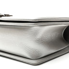 Metallic Caviar Chevron Quilted Medium Boy Flap Silver