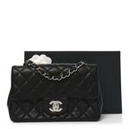 Lambskin Quilted Mini Rectangular Flap Black