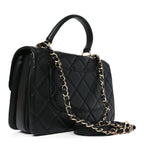 Lambskin Quilted Small Trendy CC Flap Dual Handle Bag Black