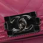 Lambskin Chevron Quilted Medium Boy Flap Dark Pink