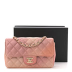 Metallic Lambskin Quilted Ombre Mini Rectangular Flap Pink