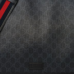 GG Supreme Monogram Web Messenger Diaper Bag Black Grey
