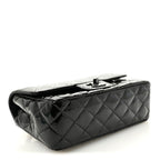 Patent Calfskin Quilted Mini Rectangular Flap So Black