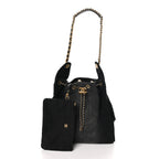 Washed Denim Quilted Medium Chanel 25 Handbag Black