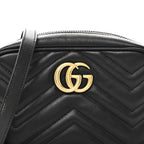 Calfskin Matelasse Mini GG Marmont Chain Shoulder Bag Black