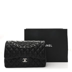 Lambskin Quilted Jumbo Double Flap Black