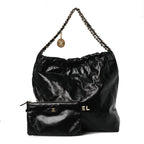 Shiny Calfskin Quilted Chanel 22 Black White