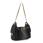 Washed Denim Quilted Mini Chanel 25 Handbag Black