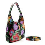 X KEN SCOTT New Shangai Calfskin Jenny Floral Print Small Jackie 1961 Hobo Black Pink