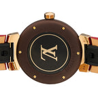Stainless Steel 18K Rose Gold Monogram 34mm Tambour Quartz Watch Brown