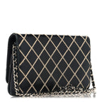 Calfskin Diamond Stitch Wallet On Chain WOC Black
