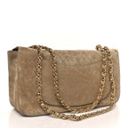 Suede Calfskin Small Souplissimo Maxi Flap Dark Beige