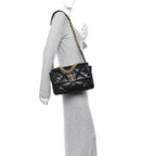 Shiny Goatskin Quilted Large Chanel 19 Flap Black