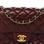 Lambskin Quilted Mini Rectangular Flap Burgundy