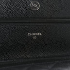 Caviar Quilted Wallet on Chain WOC Black