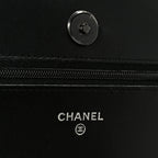 Pearly Lambskin Quilted Wallet On Chain WOC So Black
