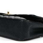 Caviar Quilted Medium Double Flap Black