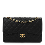 Caviar Quilted Jumbo Double Flap Black