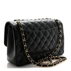 Caviar Quilted Jumbo Double Flap Black