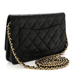 Caviar Quilted Wallet on Chain WOC Black