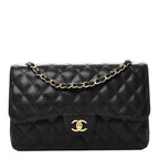 Caviar Quilted Jumbo Double Flap Black