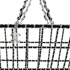 Brass Calfskin Medium Grocery By Chanel Shopping Basket Silver