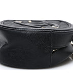 Caviar Quilted Round Filigree Crossbody Black