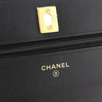 Lambskin Quilted Sweet Camellia Wallet On Chain WOC Black