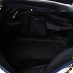Tweed Shiny Lambskin Quilted Coco Base Small Shopping Bag Dark Blue