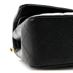 Caviar Quilted Medium Double Flap Black