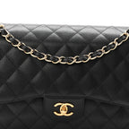 Caviar Quilted Jumbo Double Flap Black