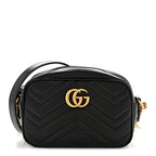 Calfskin Matelasse Mini GG Marmont Chain Shoulder Bag Black