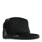 Calfskin Matelasse Monochrome Small GG Marmont Chain Shoulder Bag Black