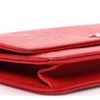 Lambskin Camellia Embossed Wallet on Chain WOC Red