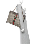 GG Supreme Monogram Large Rajah Chain Tote Beige New Acero