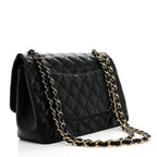 Lambskin Quilted Jumbo Double Flap Black