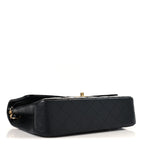 Caviar Quilted Medium Double Flap Black