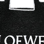 Raffia Large Paula's Ibiza Logo Tote Black White