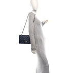 Caviar Quilted Medium Double Flap Navy