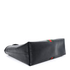 Textured Calfskin Web Medium Ophidia Shopping Tote Black