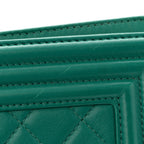Lambskin Quilted Medium Boy Flap Green