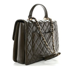 Lambskin Quilted Large Trendy CC Dual Handle Flap Bag Khaki