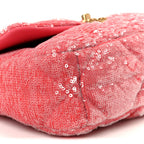 Sequin Quilted Medium Chanel 19 Flap Coral