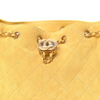 Suede Quilted Mini Chanel 25 Handbag Yellow