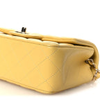 Lambskin Quilted Mini Rectangular Flap Yellow