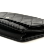 Lambskin Quilted Wallet On Chain WOC Black