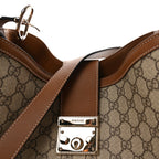 GG Icon Monogram Padlock Shoulder Bag Beige Dark Brown
