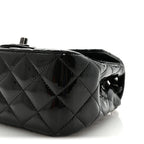 Patent Calfskin Quilted Mini Square Flap So Black
