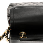Lambskin Quilted Medium Double Flap Black