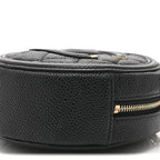 Caviar Quilted Round Filigree Crossbody Black